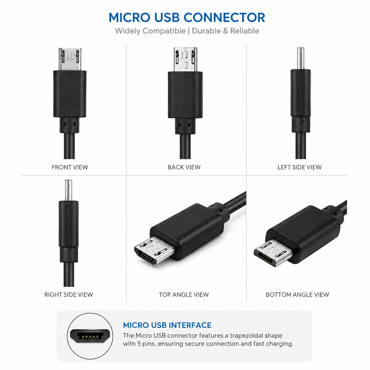 Micro USB Extendable Car Charger Compatible for Mobile Devices – Black