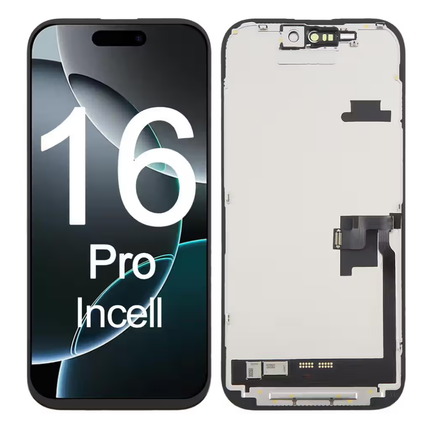 iPhone 16 Pro Compatible Replacement Incell LCD Touch Screen With Middle Frame Black