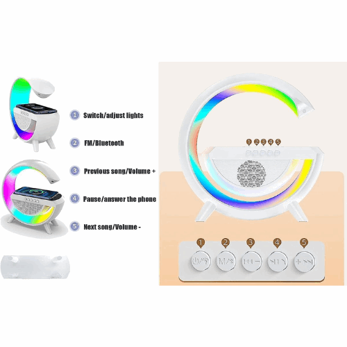 3-in-1 Bluetooth Speaker Lamp with Wireless Charging