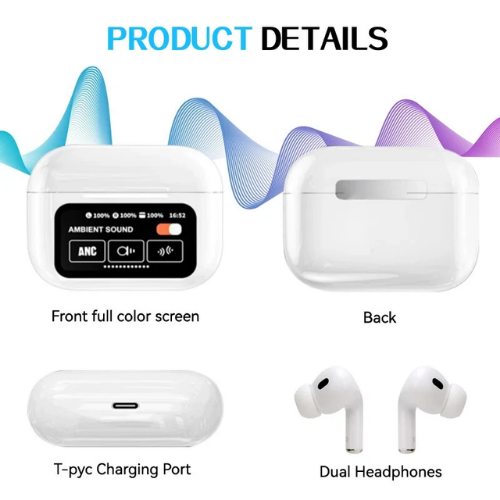 Touch Screen ANC Wireless Earbuds with Smart Display