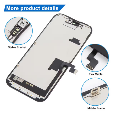 iPhone 16 Pro Compatible Replacement Incell LCD Touch Screen With Middle Frame Black