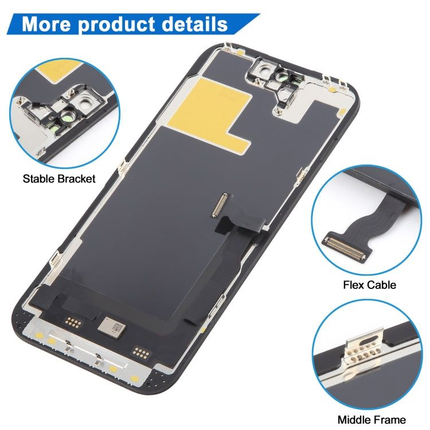 iPhone 14 Pro Compatible Replacement LCD Touch Screen With Middle Frame Black