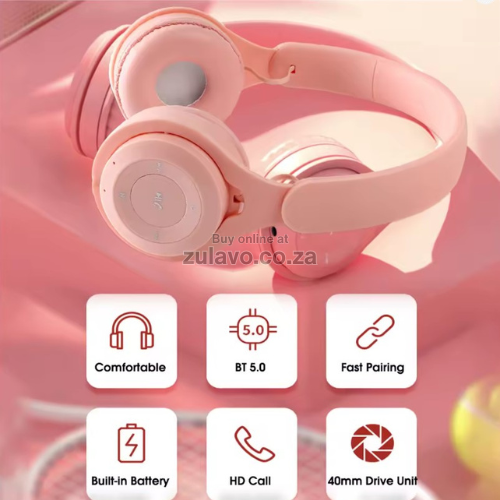 YO8 Stereo Wireless Bluetooth Headphones Bluetooth 5.0 connectivity, immersive stereo sound, and a built-in battery
