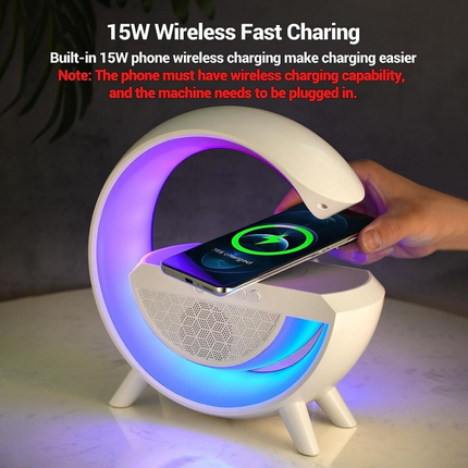 RGB Wireless Charging Bluetooth Speaker 15W Wireless Charger White