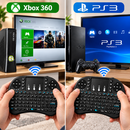 Mini Wireless Keyboard with Touchpad and 2.4GHz USB Receiver for Smart TVs, Android TV Boxes, PC and Laptop – Black