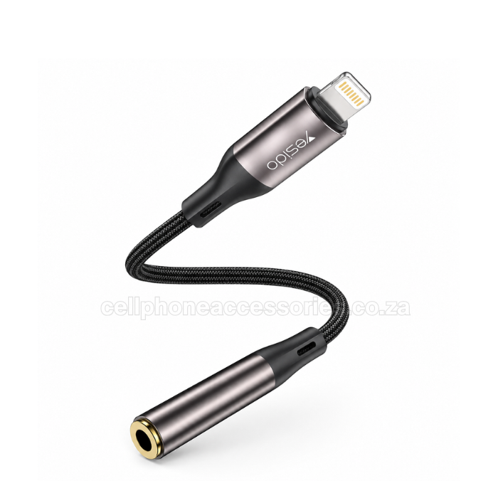 Yesido Lightning to 3.5mm Headphone Jack Adapter, Audio Converter Cable for iPhone & Lightning Devices, Braided Design Grey